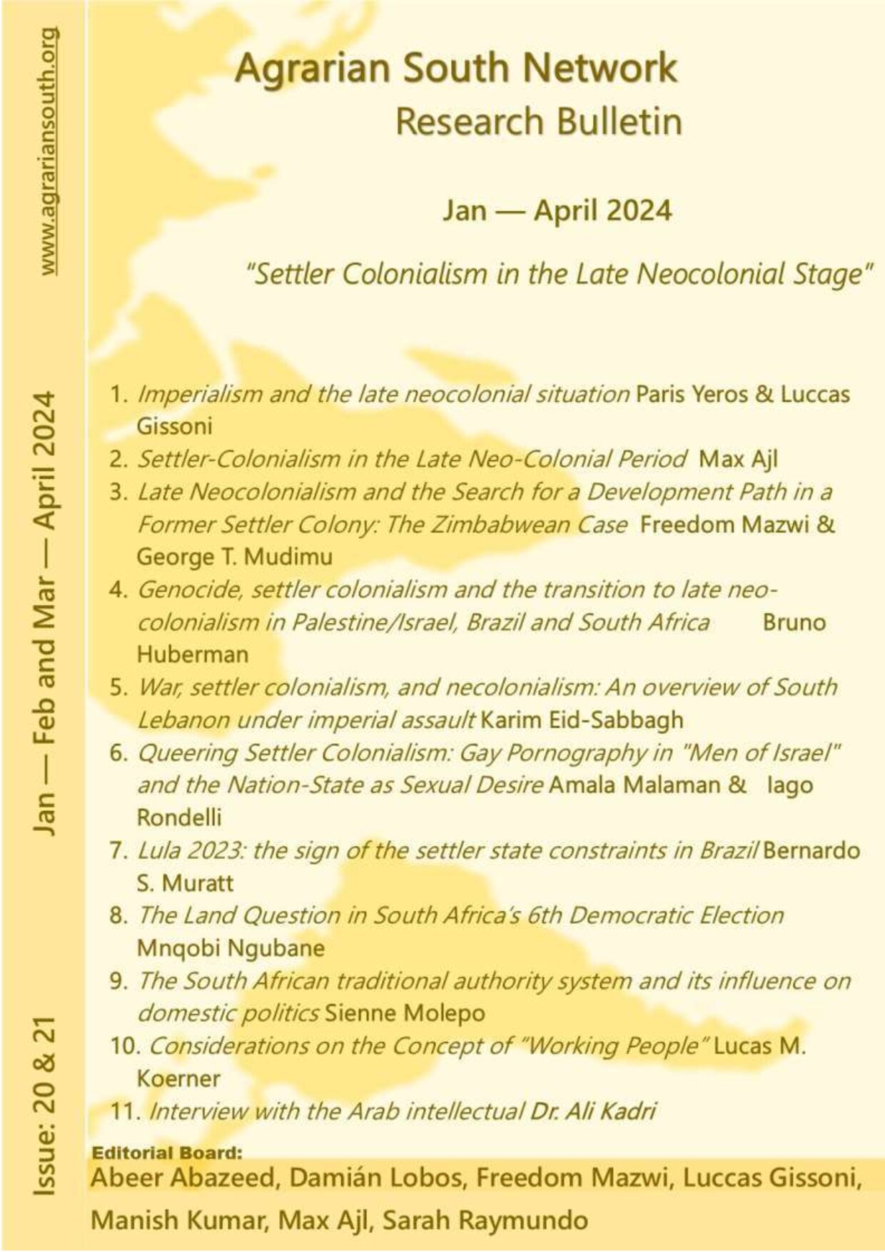 ASNRB No 20 & 21 - Jan-April 2024: Settler Colonialism in the Late Neocolonial Stage